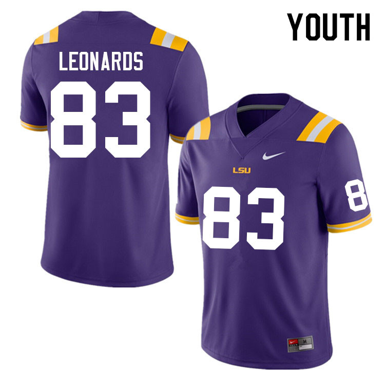 Youth #83 Gabe Leonards LSU Tigers College Football Jerseys Sale-Purple
